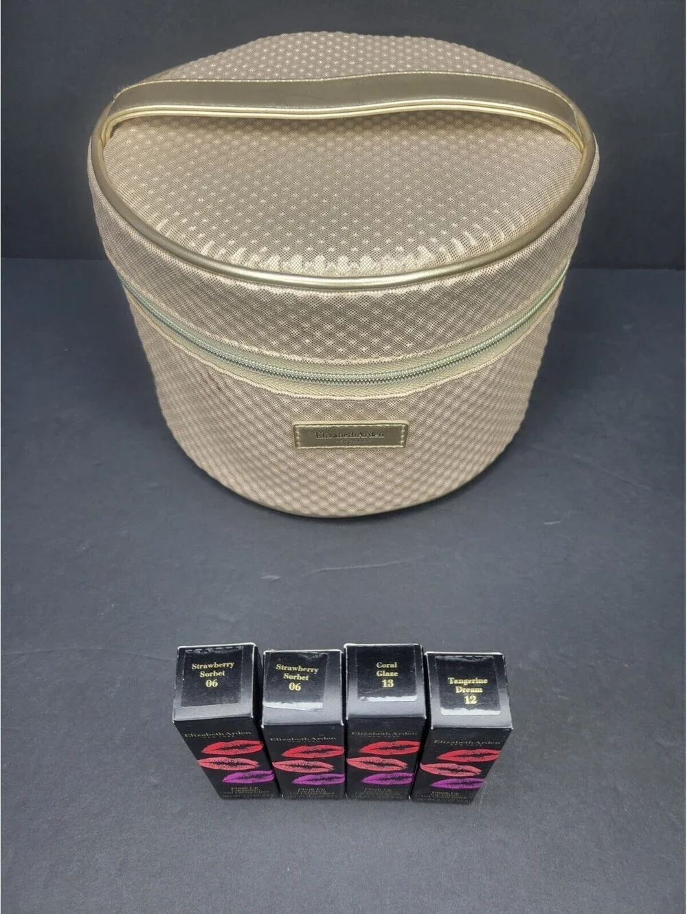 4 Pc Elizabeth Arden Gelato Plush Up Lipstick strawberry tangerine coral + Case